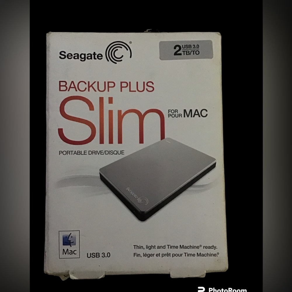 Seagate Backup Plus Slim Portable Drive for Mac, Model SRD00F1, 2TB, USB 3.0